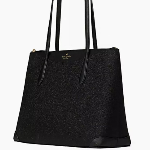Kate Spade New York Shimmy Glitter Tote Shoulder Bag Black large Handbag NWT - Picture 3 of 9